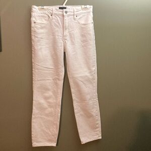 Silver white ankle straight jeans.